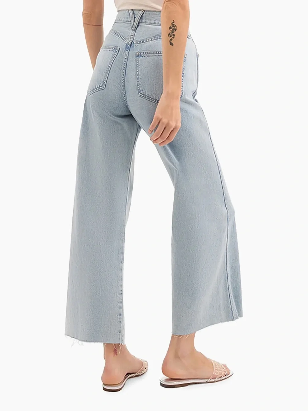 NWT Veronica Beard Taylor High Rise Wide Leg Crop Jeans Pale Stone Blue 30 - Picture 3 of 9